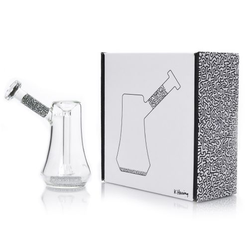 Black & White Glass Bubbler by Keith Haring
