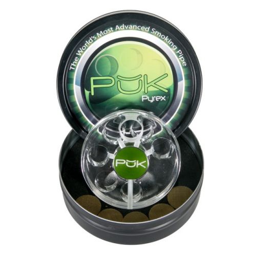 PUK Glass Six Shooter Pipes - Clear Green