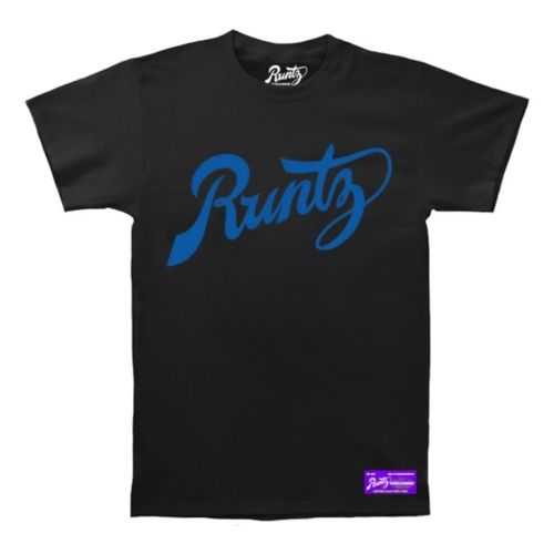 Script T-Shirt by Runtz – Black & Royal Blue