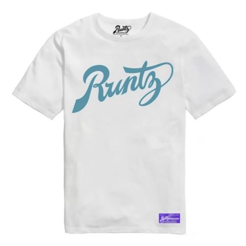 Script T-Shirt By Runtz - White and Teal