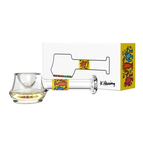 Yellow Glass Spoon Pipe by Keith Haring