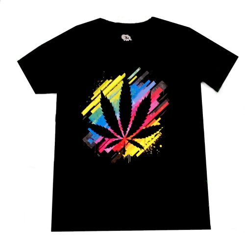 The Plug Colourful Leaf T-Shirt - Black