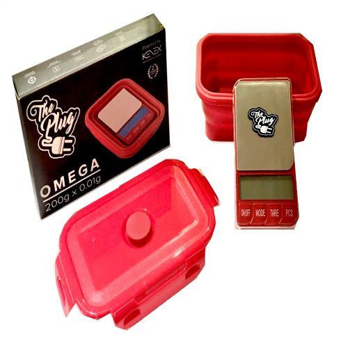 The Plug Collection - Omega Collapsible Silicone Bowl Digital Precision Scales by Kenex - Red - 200g x 0.01g