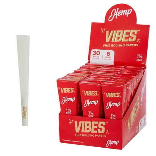 Vibes Cones Coffin Pack – 1 ¼ Size Hemp (Red)