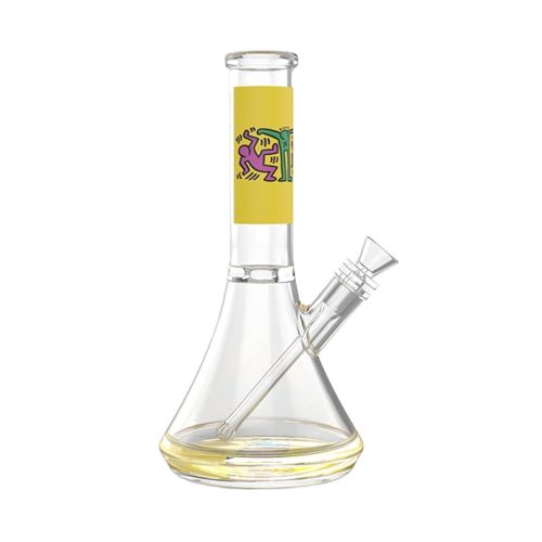Yellow Glass Water Pipe by Keith Haring