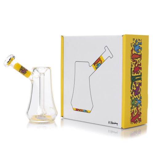 Yellow Glass Bubbler by Keith Haring